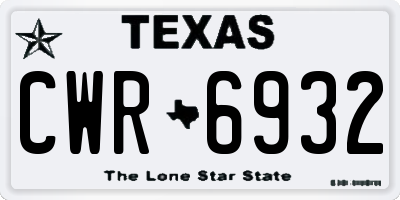 TX license plate CWR6932