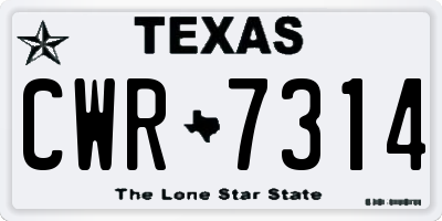 TX license plate CWR7314