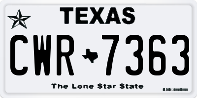TX license plate CWR7363