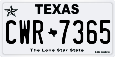 TX license plate CWR7365