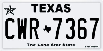 TX license plate CWR7367