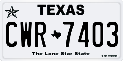 TX license plate CWR7403