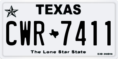 TX license plate CWR7411