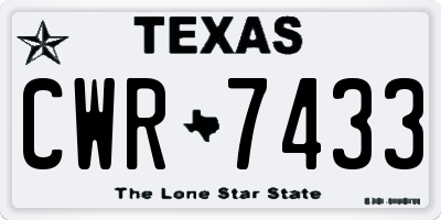 TX license plate CWR7433