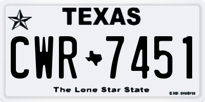 TX license plate CWR7451