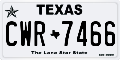 TX license plate CWR7466