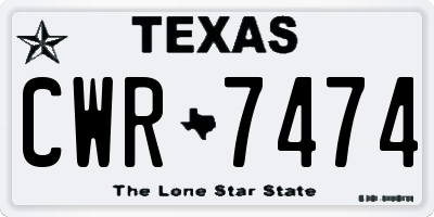 TX license plate CWR7474