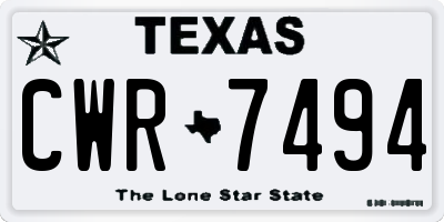 TX license plate CWR7494