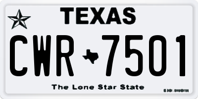 TX license plate CWR7501
