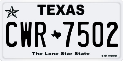 TX license plate CWR7502