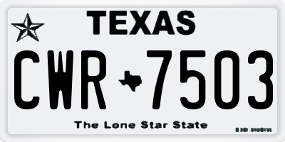 TX license plate CWR7503
