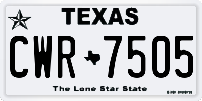 TX license plate CWR7505