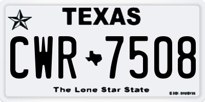 TX license plate CWR7508