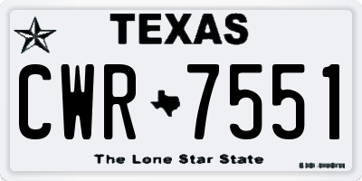 TX license plate CWR7551