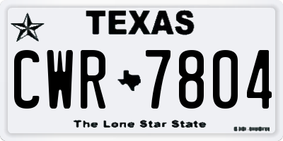 TX license plate CWR7804