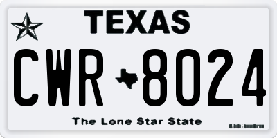 TX license plate CWR8024