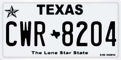 TX license plate CWR8204