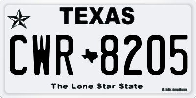 TX license plate CWR8205