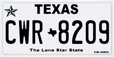 TX license plate CWR8209