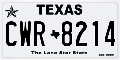 TX license plate CWR8214