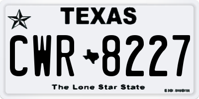 TX license plate CWR8227