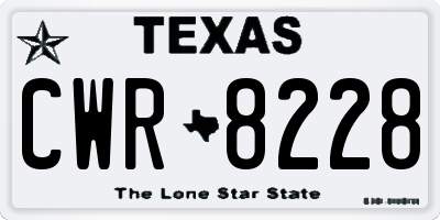 TX license plate CWR8228