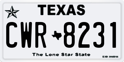 TX license plate CWR8231