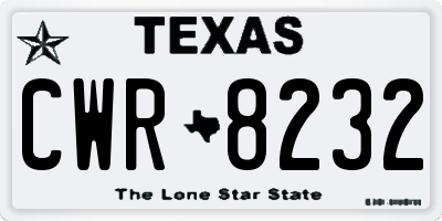 TX license plate CWR8232