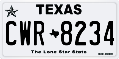 TX license plate CWR8234