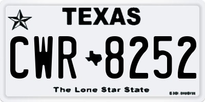 TX license plate CWR8252