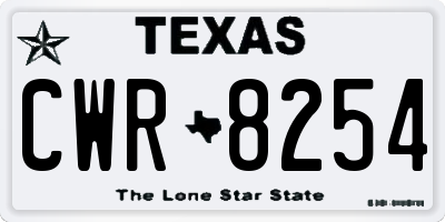 TX license plate CWR8254