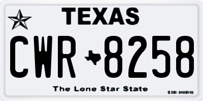 TX license plate CWR8258