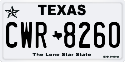TX license plate CWR8260