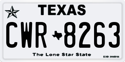 TX license plate CWR8263