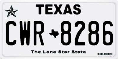 TX license plate CWR8286