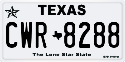 TX license plate CWR8288