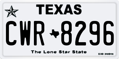 TX license plate CWR8296
