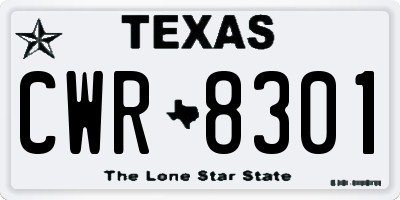 TX license plate CWR8301