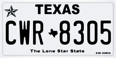 TX license plate CWR8305