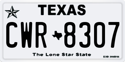 TX license plate CWR8307