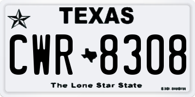 TX license plate CWR8308