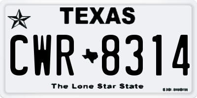 TX license plate CWR8314