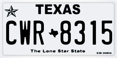 TX license plate CWR8315