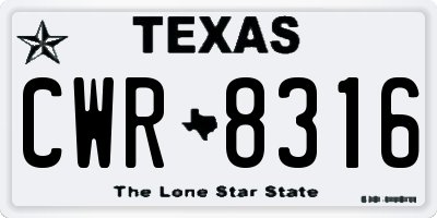 TX license plate CWR8316