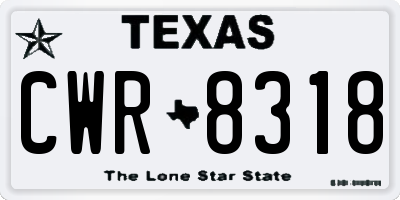 TX license plate CWR8318