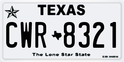TX license plate CWR8321