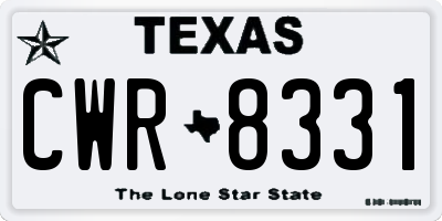 TX license plate CWR8331