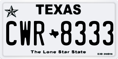 TX license plate CWR8333