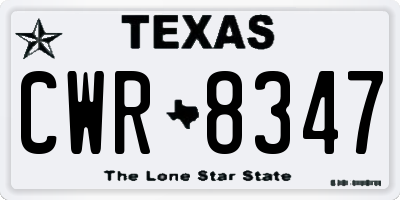 TX license plate CWR8347