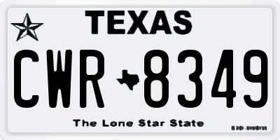 TX license plate CWR8349